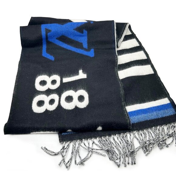 Louis Vuitton Forward 1888 Blue Black Cashmere Blend Scarf - Picture 1 of 4
